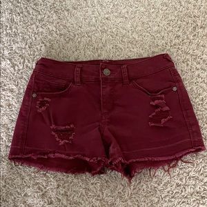 Burgundy jean shorts